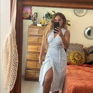 Urban Outfitters Blue and White Striped Maxi Dress